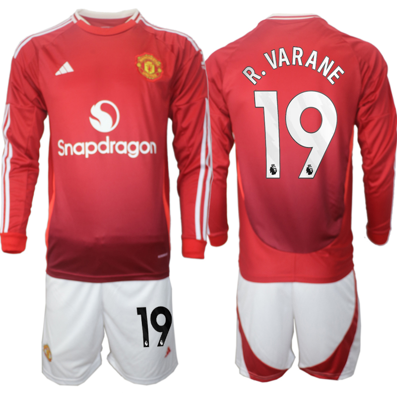 Men 2024-2025 Club Manchester United home Long Sleeves Red #19 Soccer Jersey->manchester united jersey->Soccer Club Jersey